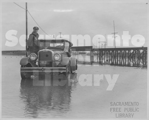 Police Car on a Flooded Del Paso Boulevard