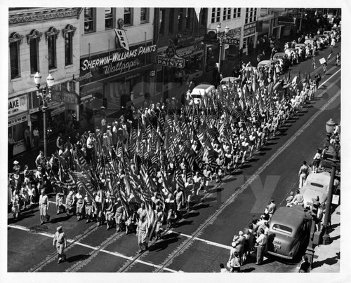 Parade unit of massed flags