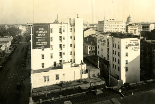 View of People's Bank and J Street