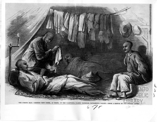 The Coming Man – Chinese Tent Scene, at night on the California Pacific Railroad