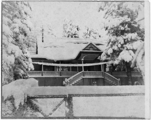 Snow-covered lodge