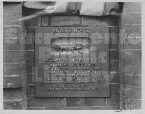 Young America Engine Company Number Six Anniversary Plaque