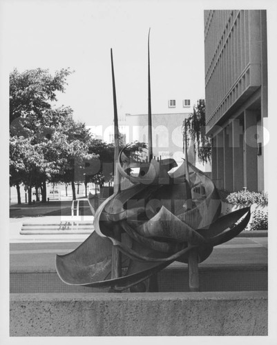 Side View of Public Art Sculpture at Wells Fargo Building