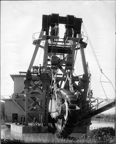 Clamshell Dredger in the Sacramento River