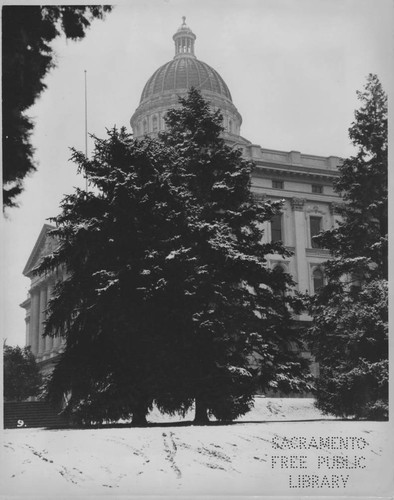 California State Capitol in winter snow