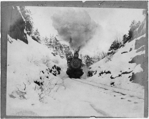 Steam train in winter