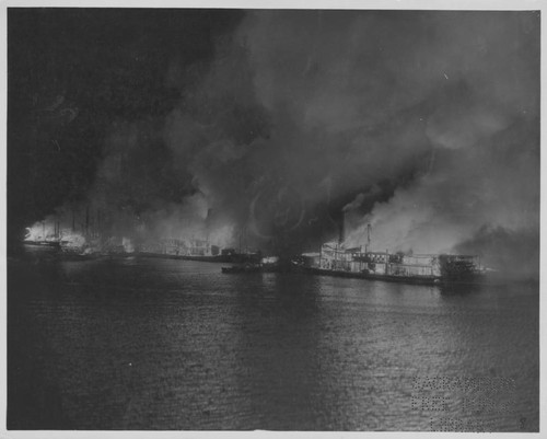 Fire on the Sacramento River between I and M Street Bridges