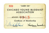 Chicago Young Buddhist Association membership card