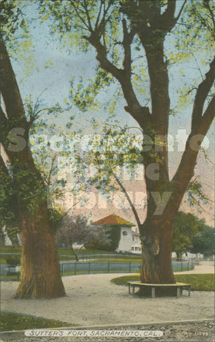 Sutter's Fort, Sacramento, Cal. - Viewed Through Two Trees