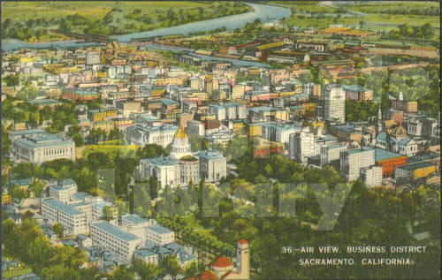 Aerial View of Business and Government Districts, Sacramento, CA