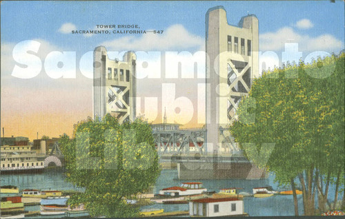 Illustrated Tower Bridge from the West Bank, Sacramento, California