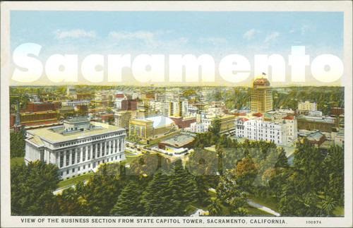 View of the Business Section from State Capitol Tower, Sacramento, CA