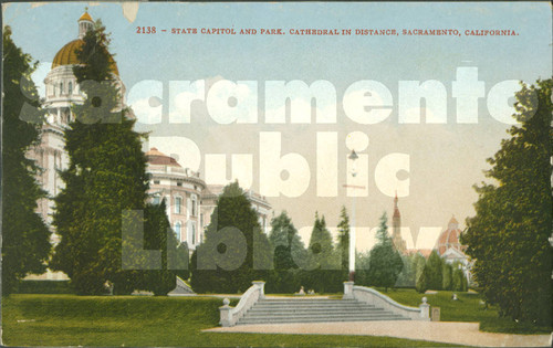 State Capitol and Park, Cathedral in the Distance