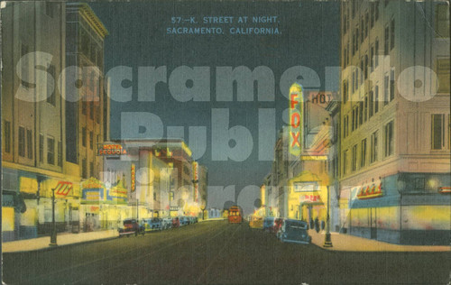 K Street at Night, Sacramento, California - W.C. Spangler