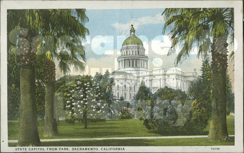 State Capitol from Park, Sacramento, CA