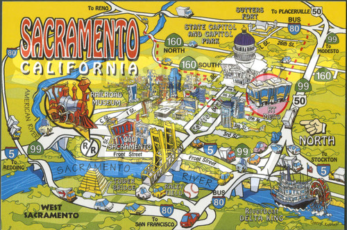 Sacramento California - Cartoon Map