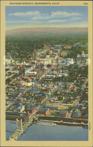 Bird's Eye View of Business District, Sacramento, CA