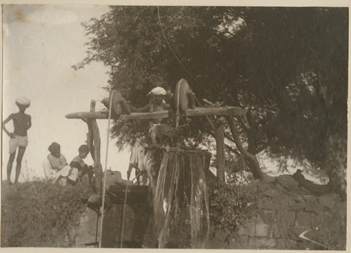 [Indian laborers bringing up water from the well at Camp Pierson, Wangi, India]