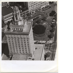 Aerial view of Oakland City Hall looking toward San Pablo Avenue, circa 1970