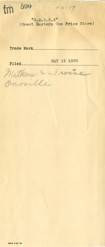 Old Series Trademark No. 0599