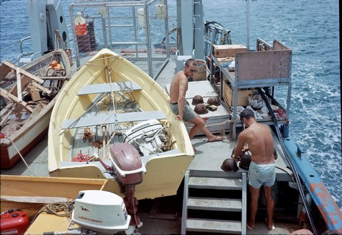 R/V Horizon on its way to the Carmarsel Expedition, during the months of January - April 1967, to do blasting and take diving samples in shallow water