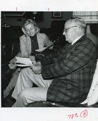 Professors Diana Hiatt and Gilbert Moore (Pose 2), circa 1977 — Calisphere