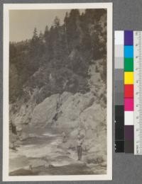 Blair & Geary fishing in big pool below entrance of Bear Creek into Middle Fork. Metcalf