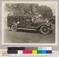 A new equipment and monitor wagon of the Woodland Fire Department, brought to the rural fire protection day at Yolo County, April, 1930