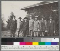 Group of Michigan Foresters at Davis meeting Feb. 1919. Munns, Metcalf, Kotok, Birch, Jotter, Lyons and Mulford