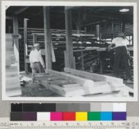 Lumber sorter at Seltzer Forest Products Company, Sacramento, California. Exit end; right side. 9/47 E. F