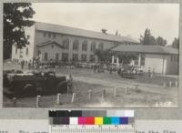 The crowd at Lindsay High School for the fire protection demonstration, May 1940. Total number in 7 counties this year was 14,000. Metcalf