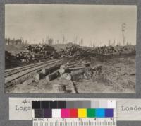 Logs decked for McGiffert Loader by Clyde Skidder, Bend, Oregon