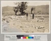 View of channel of Tehachapi Creek above Caliente where bridge went out in Tehachapi cloudburst and flod in 1932. Lowdermilk