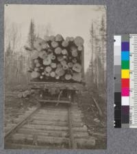 Carload of White pine and mixed logs on operations of Cloquet Lumber Company near Cloquet, Minnesota