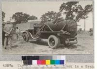 The new Oakdale fire truck is a Graham chassis with a Barton pump and a 500-gallon tank of water. Stanislaus County. Metcalf. May, 1928