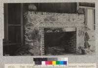 The fireplace in Whitaker's Forest headquarters cabin is five feet wide, four feet at the back and 4 1/2 feet high. Metcalf. July, 1928