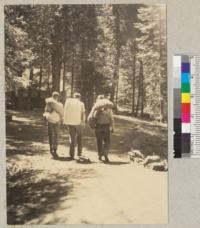 Camp Califorest. Sloat, Grover, and Hampel start for a week-end on the Middle Fork. 6/27/36 E.F