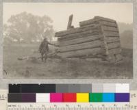 The old redwood block fort built at Fort Ross, Sonoma County, by Russians in 1815. Photo. November 1926 with Lee Blaisdell, Forest Ranger