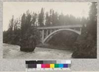 Bridge over the Yellowstone River above the falls. Yellowstone Park. 1923. (Lott)