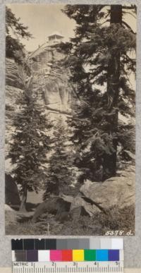 Up the 104 steps to Buck Rock lookout station, 10 miles from Whitaker's Forest. July, 1930