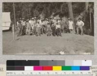 The boys and girls Agricultural Club Camp of Tulare County visit old Indian Bill's camp at the soda spring, Nelson's Flat, July 1926