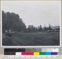 New University of California Forestry Building at Berkeley, California. 3 days after breaking ground. View from west side of Hilgard Hall. See also #7388-9. 3/21/47 E.F