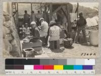 A little K. P. detail. Preparing vegetables for dinner. 4-H Club Camp, White Oak Flat, 1930