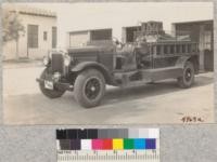 The Dodge 2-ton fire truck with 450 gallon tank and 150 gallon per minute pump, built locally by Ventura County Fire District. 1929