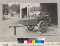 The fire-fighting trailer on the Hedges Rancho del Justo, San Juan, has two 30-gallon chemical tanks. Mr. Hedges has spent about $1000 on this outfit. Metcalf. May, 1928