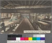 Edgers and showing Log Way running to Double Cutting Band Saw, Union Lumber Company. Fort Bragg, California