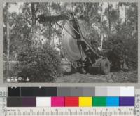 The Richards root-pruning machine in the hard going in Orange Park acres moves ahead at about 1 ft. per minute. In good soil they sometimes prune 2500' per day. The charge made is according to depth 2 1/2'-.01 1/4 per ft; 3'-1 1/2 cents; 4'-2 cents and 5'-2 1/2 cents. In hard going 2 1/2 cents per ft. regardless of depth