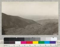 View down the San Bernardino Valley from Panorama house on Waterman Canyon Road on Saturday, October 30th, 1926, during a heavy dust storm in the Valley