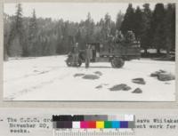 The Civilian Conservation Corps crew from Maxon Ranch Camp leave Whitaker's Forest November 20, 1934 after doing improvement work for three weeks. Metcalf