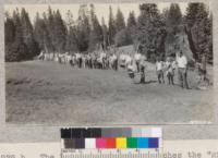 The burial procession reaches the "graves" Saturday a.m. exercise. Tulare-Kings Clubs, 1929